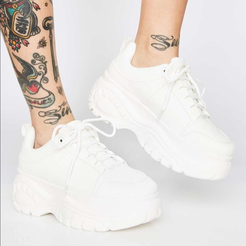 Dolls Kill Chunky White Platform Sneakers
